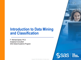 Introduction to Data Mining and Classification
