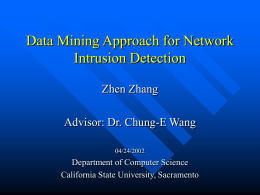 Data Mining Approach for Network Intrusion Detection