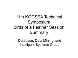 11th KOCSEA Technical Symposium Birds of a Feather …