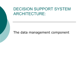 DECISION SUPPORT SYSTEM ARCHITECTURE: