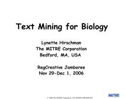 Text Mining for Biological Databases