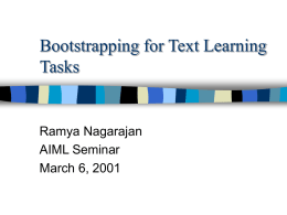 Bootstrapping for Learning Tasks