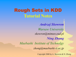 Rough Sets in KDD A Tutorial