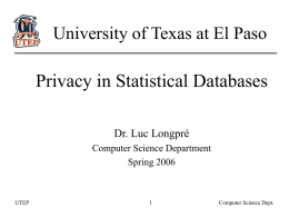 Privacy in statistical databases