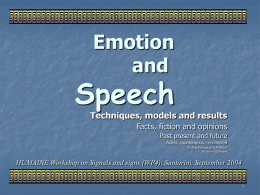 Techniques, models and results - AAAC emotion