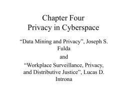 Chapter Four Privacy in Cyberspace