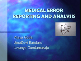MEDICAL ERROR REPORTING AND ANALYSIS