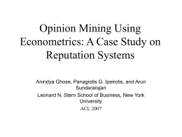 Opinion Mining Using Econometrics: A Case Study on