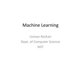 Machine Learning - New Jersey Institute of Technology