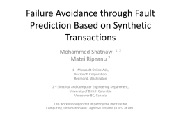 Failure Avoidance through Fault Prediction Based on