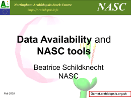 Data Availability and NASC tools