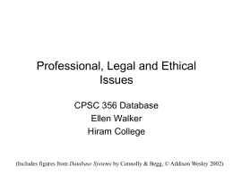 Professional, Legal and Ethical Issues