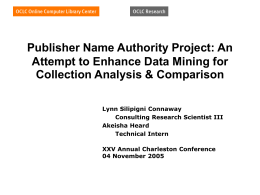 Publisher Name Authority Project: An Attempt to Enhance