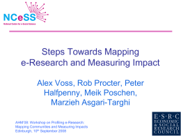 Steps Towards Mapping e-Research and Measuring Impact