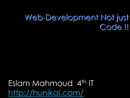 Web-Development Not just Code