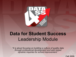 Second Order Change - Data for Student Success
