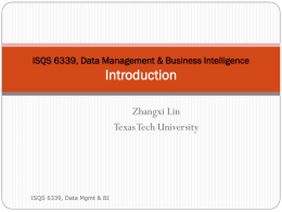 Business Intelligence - Zhangxi Lin