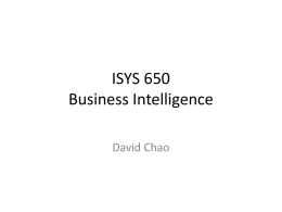 ISYS 650 Business Intelligence