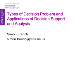 Types of Decision Problem and Applications of Decision Support