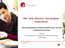Belgium presented its experience in the recent peer review