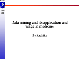 Data mining and its applications in medicine