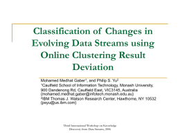 Classification of Changes in Evolving Data Streams using Online