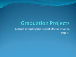 Lecture5: How to write your project documentation