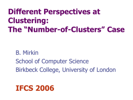 Different Perspectives at Clustering: The Number-of