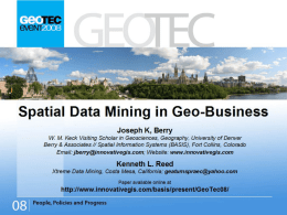 Title: Spatial Data Mining in Geo