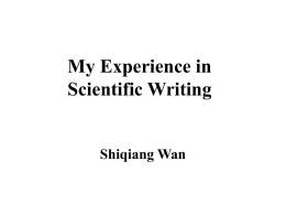 My Experience in Scientific Writing
