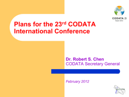 Plans for CODATA Conference and General Assembly in Taipei