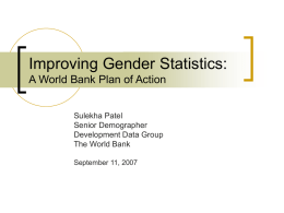 Improving Gender Statistics: A World Bank Plan of Action