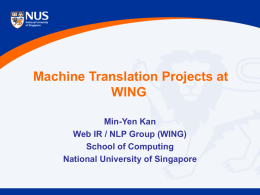Machine Translation Projects in WING