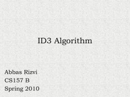 ID3 Algorithm - Department of Computer Science