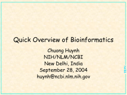 Quick Overview of Bioinformatics