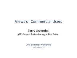 Guest Speaker - Barry Leventhal - Office for National Statistics