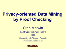 Green Data Mining: Privacy-Oriented Data Mining by Proof Checking