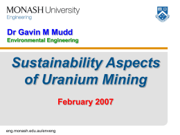 Sustainability Aspects of Uranium Mining: Towards Accurate