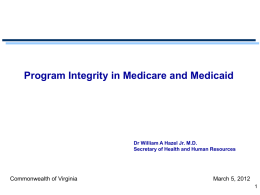 Overview of the Virginia Medicaid Program