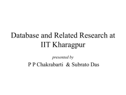 Database & Allied Research at IIT Kharagpur