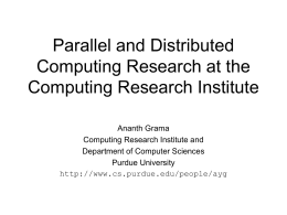 Parallel and Distributed Computing Research at the Computing