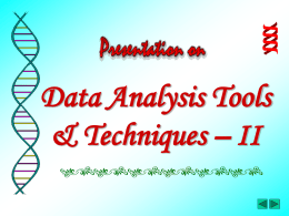 Data Analysis Tools & Techniques - II