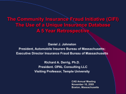 The Community Insurance Fraud Initiative (CIFI)
