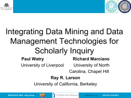 slides - Integrating Data Mining and Data Management