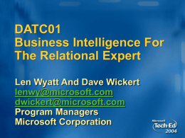 DATC01 - Business Intelligence For The Relational Expert