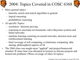 Topics covered and not covered in COSC 6368