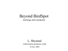 Beyond BirdSpot a proposal