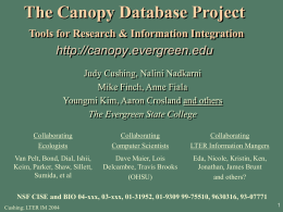 The Canopy Database Project Tools for Research & Information