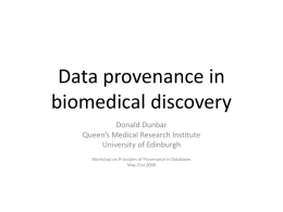 Data provenance in biomedical discovery