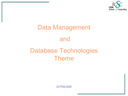 `Data Management and Database Technologies` Theme - Indico